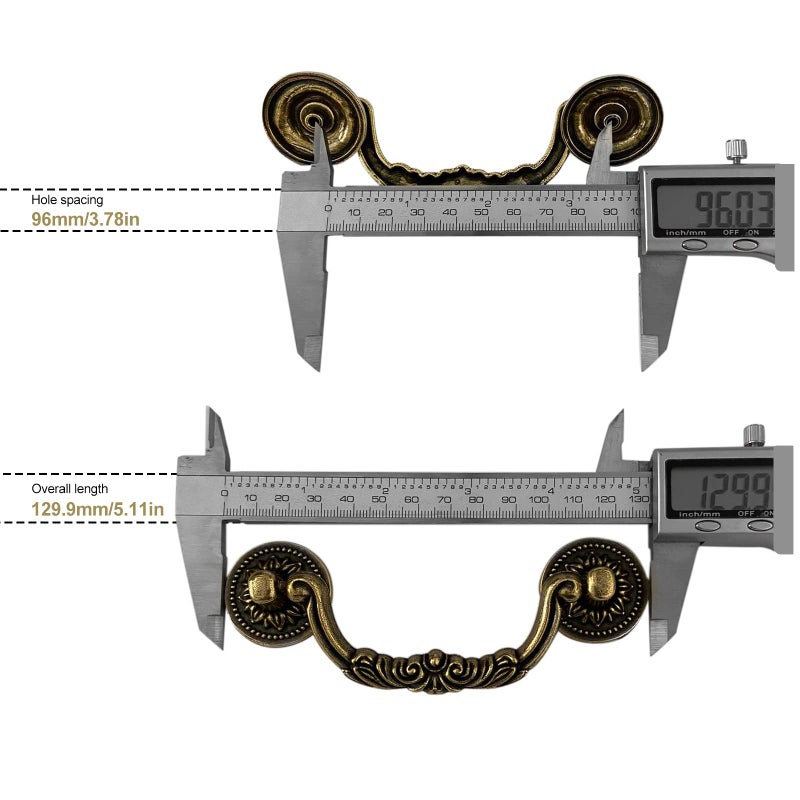 Mgoodoo 5PCS 3.78" Hole Center Vintage Antique Bronze Door Handle Furniture Knobs Pull for Kitchen Cabinets Cupboard Closet - Image 3
